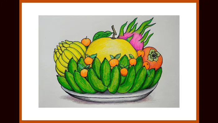 Vẽ mâm ngũ quả ngày Tết | Cách vẽ mâm ngũ quả ngày Tết