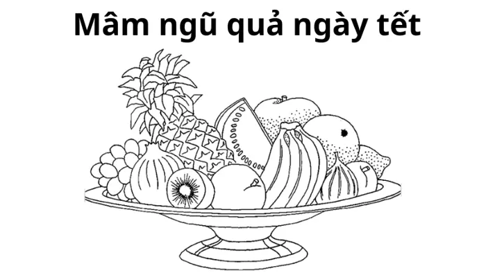 Tổng hợp tranh tô màu mâm ngũ quả ngày Tết cho bé yêu