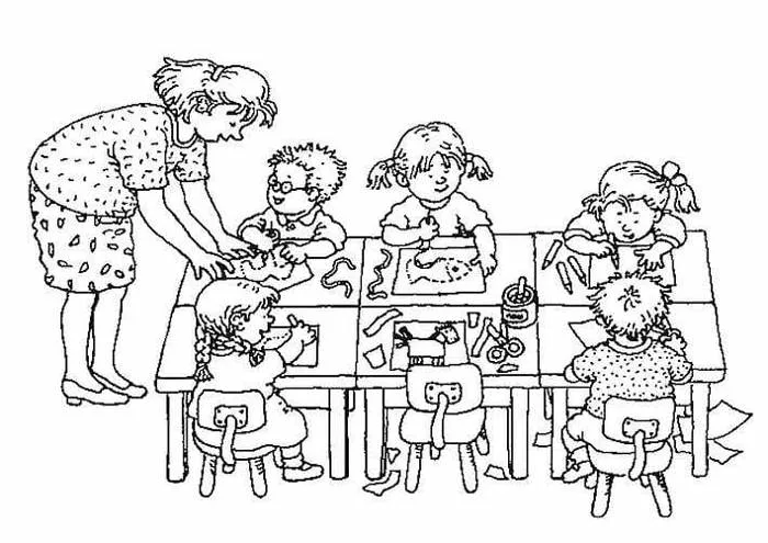 Tô màu Lớp Học Trường Mầm Non - Trang Tô Màu Cho Bé