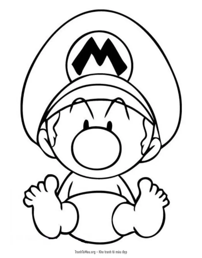 Tải tranh tô màu mario em bé