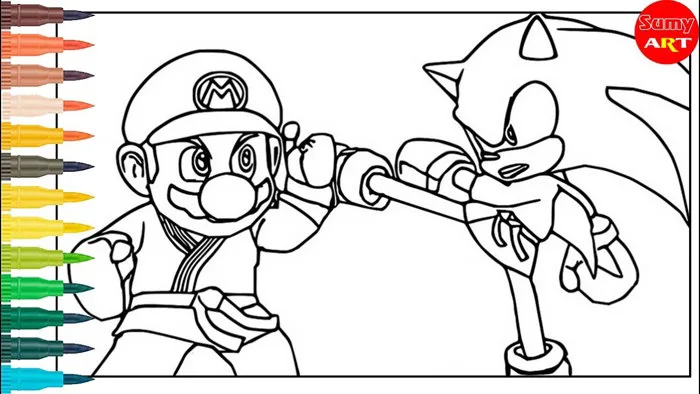 Coloring Sonic vs Mario | Tô màu nhim Sonic và Mario | Coloirng pages for  kids