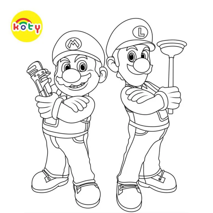 Tranh Tô Màu Mario và Luigi - Bộ 10 Tờ Dành Cho Màu Sáp, Màu Chì - TM210