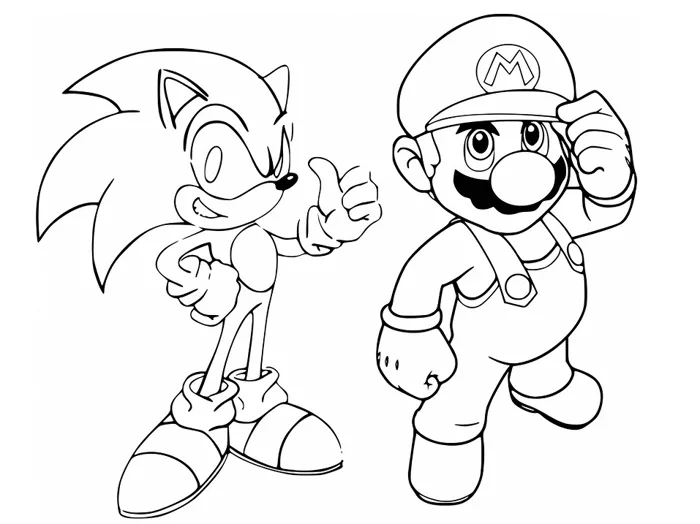 Tô màu sonic và mario - Trang Tô Màu Cho Bé