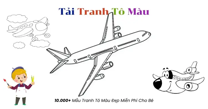 Tải 80+ Tranh Tô Màu Máy Bay Miễn Phí cho Bé [PDF, A4] Đủ Loại