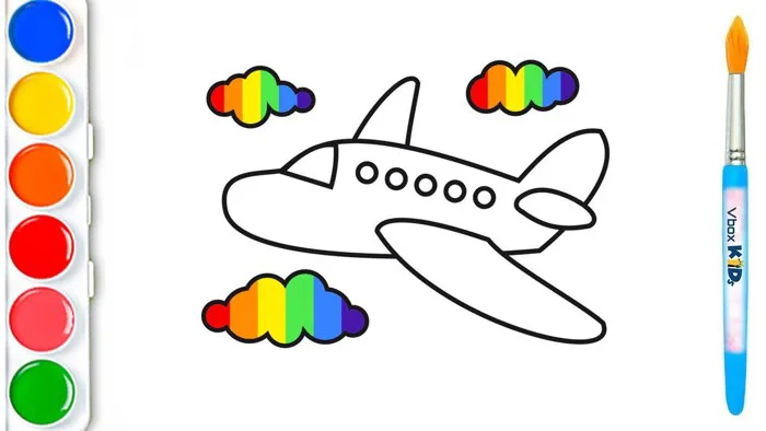 Tô màu máy bay thật đẹp cho bé | How to draw the plane [Vbox Kids]