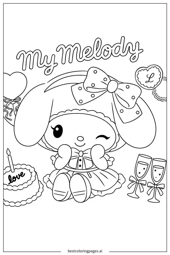 Lễ hội My Melody Trang tô màu - In miễn phí | BestColoringPages AI