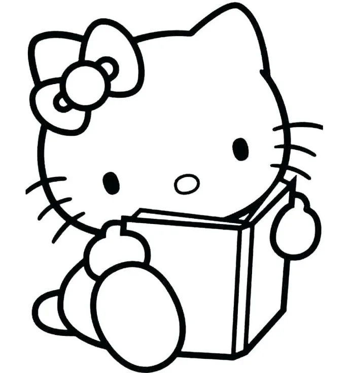 Tranh tô màu MÈO KITTY ĐỌC SÁCH | Trường Mầm non Thị Trấn Củ Chi 3