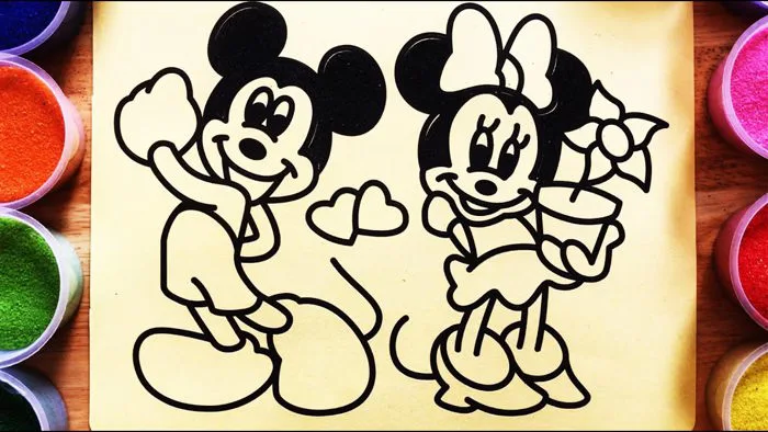 TÔ MÀU TRANH CÁT CHUỘT MICKEY - mickey mouse sand painting - Bông Kids TV