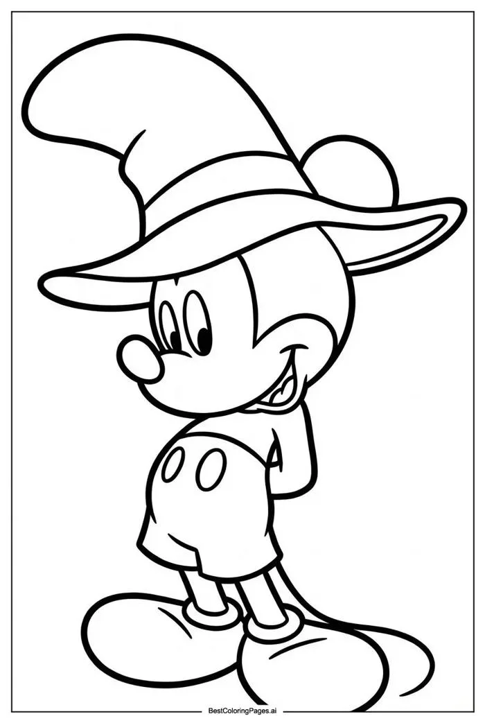 Chuột Mickey Đội Chiếc Mũ Phù Thủy Trang tô màu - In miễn phí |  BestColoringPages AI