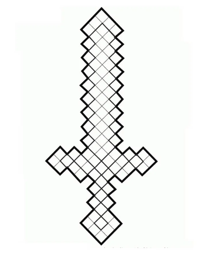Tô màu Kiếm Kim Cương Trong Minecraft - Trang Tô Màu Cho Bé