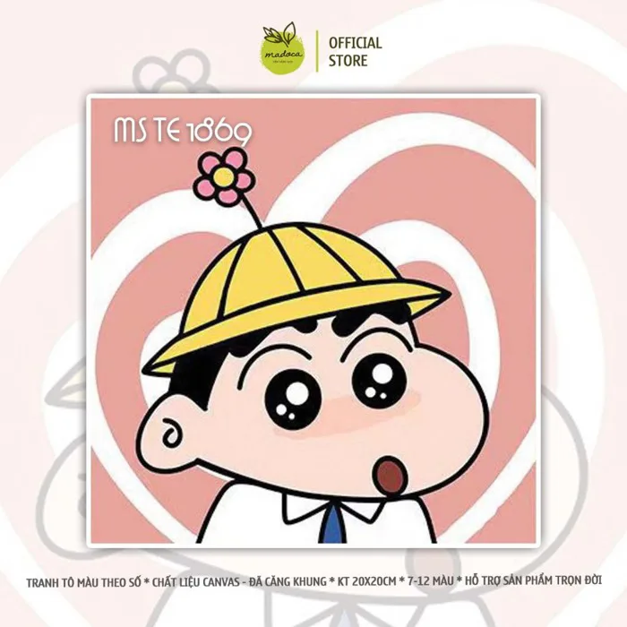 Tranh tô màu theo số, tranh số hóa, tranh tô màu số hóa Madoca - Nhân Vật  Hoạt Hình kích thước 20x20cm có khung