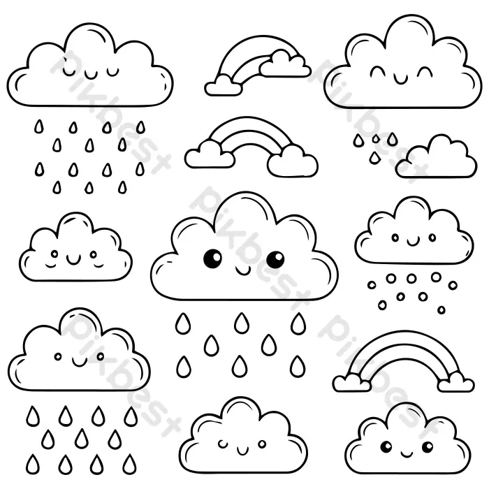 Tải miễn phí Bộ Tranh Tô Màu Phim Hoạt Hình đám Mây Mưa Và Cầu Vồng Dễ  Thương | EPS chuyên nghiệp - Pikbest