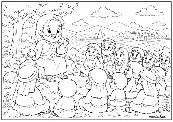 Tranh tô màu: Chúa Nhật Tuần XVIII - Thường Niên năm A (Mt 14, 13-21)