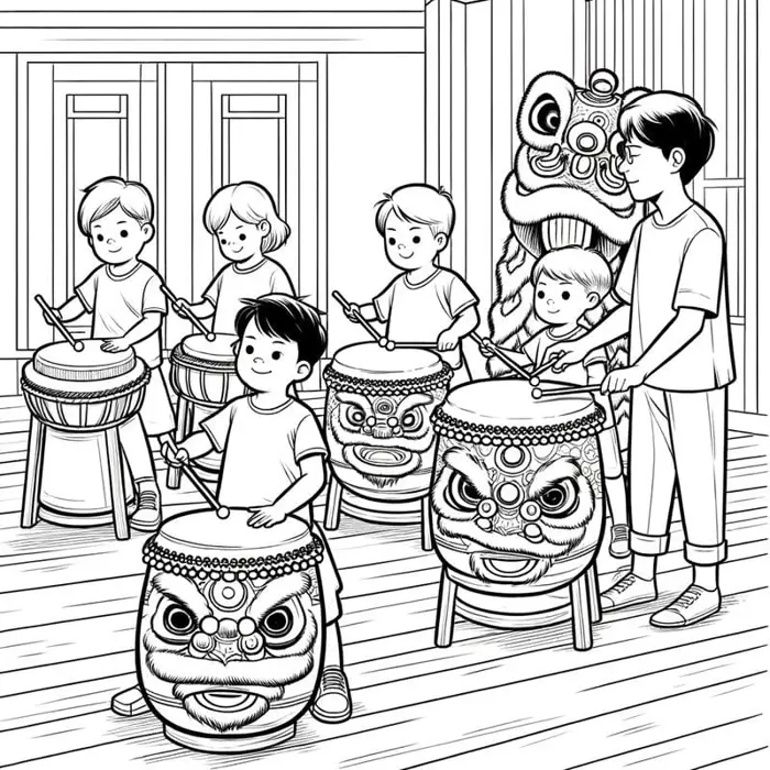 Tổng hợp tranh tô màu múa lân rực rỡ sắc màu cho bé