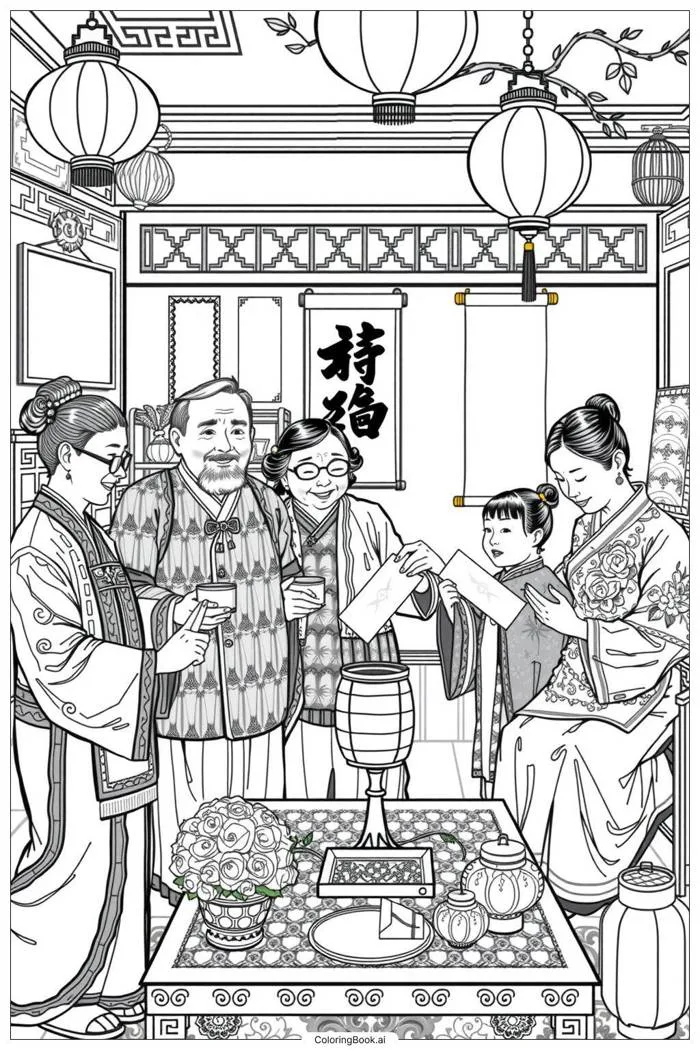Trang Tô Màu Múa Lân Truyền Thống Tết Nguyên Đán (Có thể In Miễn Phí dưới  định dạng PDF & PNG)