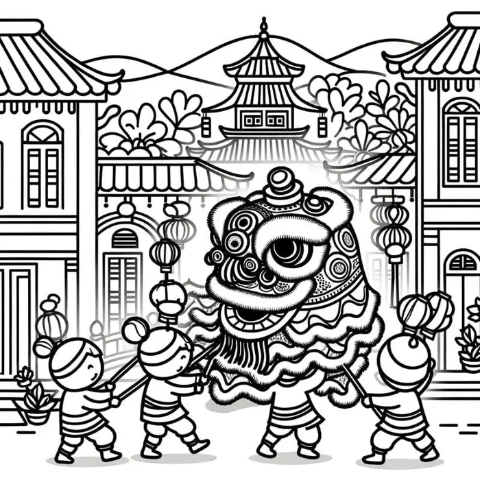 Tổng hợp tranh tô màu múa lân rực rỡ sắc màu cho bé