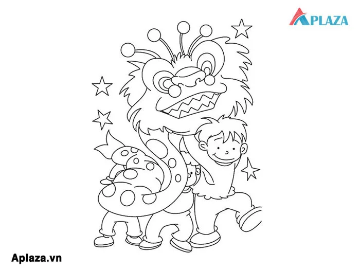 Chia sẻ các mẫu tranh tô màu Múa Lân cho trẻ tập tô - Aplaza