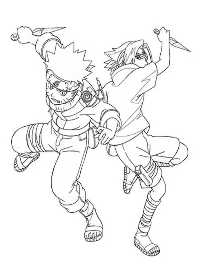 Tô màu Naruto và Sasuke - Trang Tô Màu Cho Bé