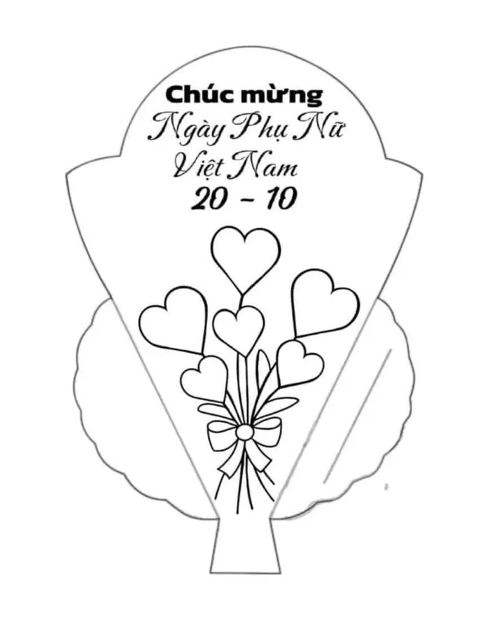 Thiệp hoa tô màu 20/10 cho bé yêu