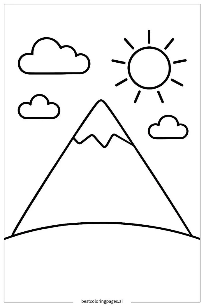 Phong Cảnh Núi Đơn Giản Trang tô màu - In miễn phí | BestColoringPages AI