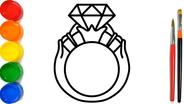 Vẽ và tô màu nhẫn kim cương / Bé Học Tô Màu / Glitter Diamond Ring Coloring  Pages For Kids