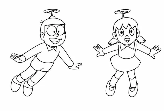 Tô màu Nobita Và Shizuka - Trang Tô Màu Cho Bé