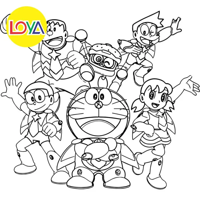 Bộ 30 giấy Tô màu Doremon, Doraemon, Nobita cho trẻ em, tranh tô màu khổ A4  dành cho bé TM800