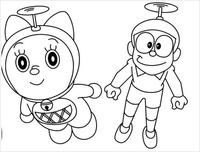 Tranh tô màu nobita và những người bạn đẹp, dễ thương nhất cho bé