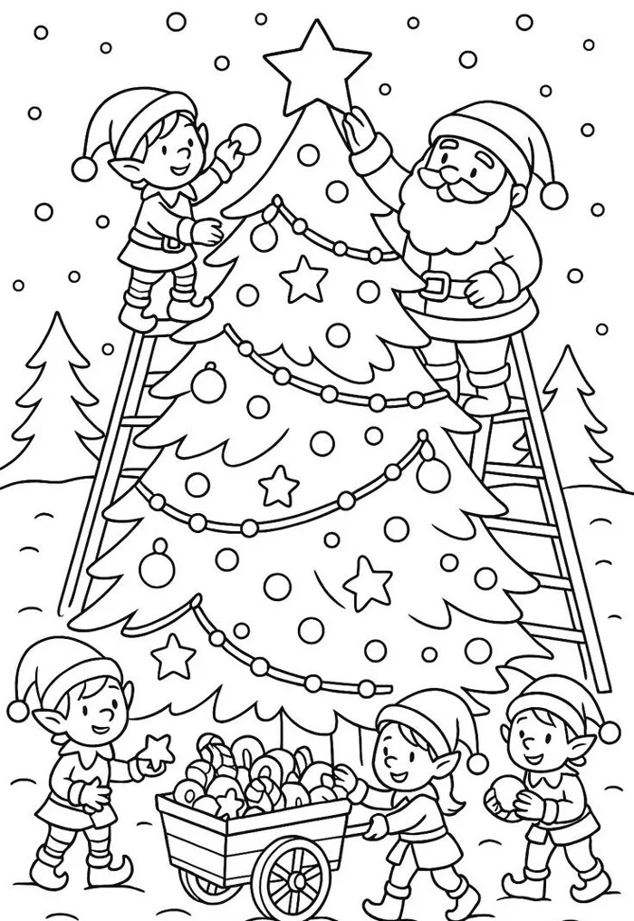 Tranh tô màu ông già Noel, cánh cửa đưa bé bước vào thế giới Giáng sinh  nhiệm màu