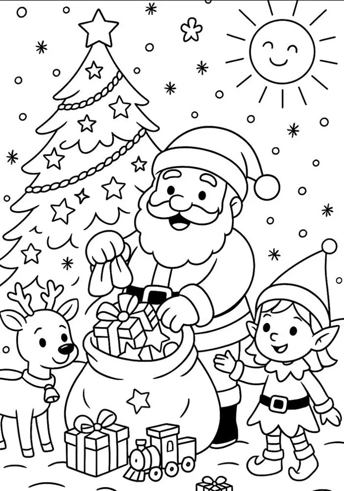 Tranh tô màu ông già Noel, cánh cửa đưa bé bước vào thế giới Giáng sinh  nhiệm màu