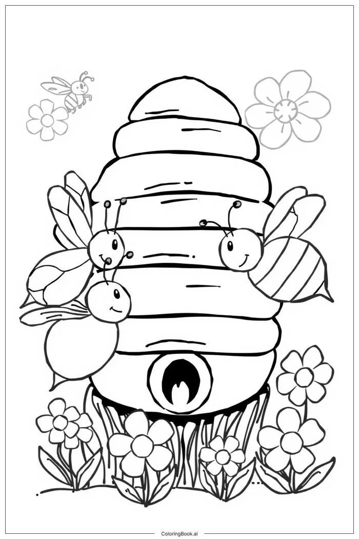Trang Tô Màu Tổ Ong Đầy Những Cô Ong Bận Rộn (Có thể In Miễn Phí dưới định  dạng PDF & PNG)