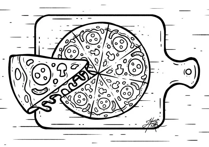 Pizza | trang tô màu miễn phí để in
