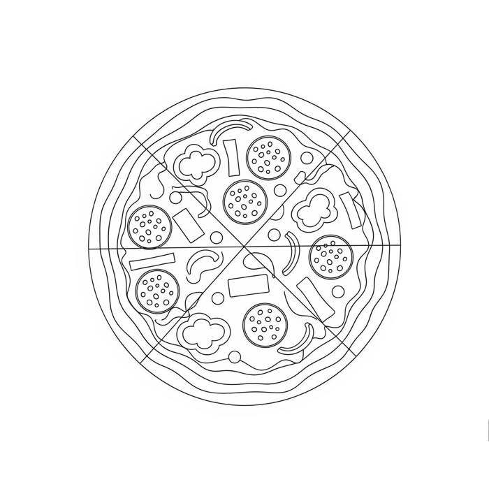 20 tranh tô màu Hình Pizza: Tải xuống và In Miễn Phí