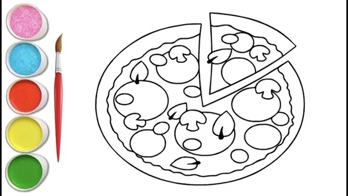 Cách vẽ đồ ăn - vẽ bánh pizza và tô màu - How to draw and color a pizza