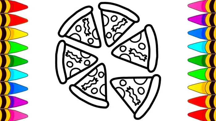 Vẽ Và Tô Màu Bánh Pizza - Drawing And Coloring Pizza