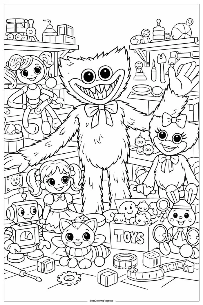 Poppy Playtime và những người bạn Trang tô màu - In miễn phí |  BestColoringPages AI