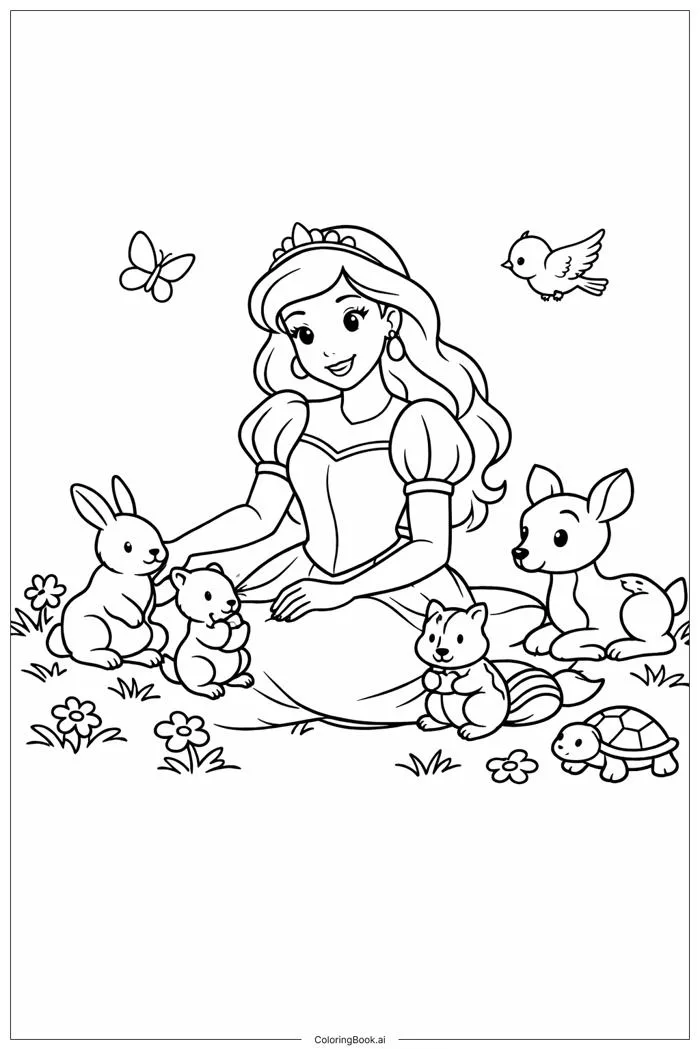 Trang Tô Màu Công Chúa Disney Với Những Người Bạn Động Vật (Có thể In Miễn  Phí dưới định dạng PDF & PNG)