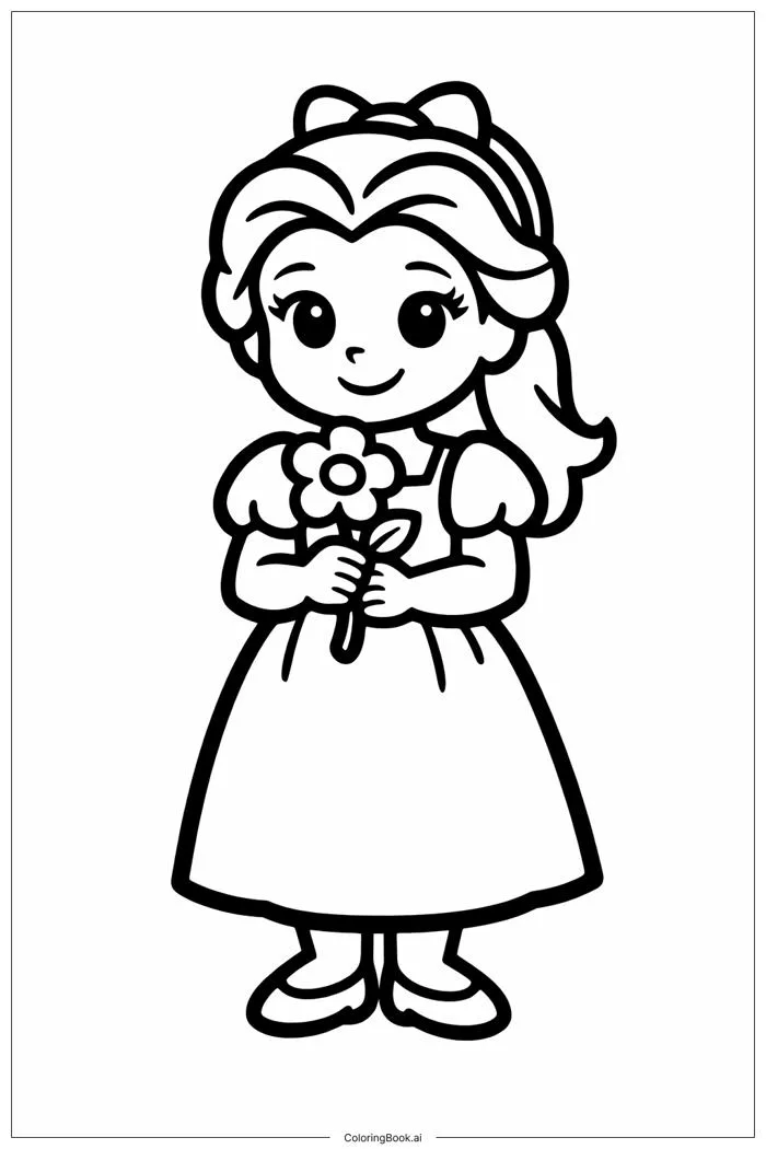 Trang Tô Màu Công chúa Disney với hoa (Có thể In Miễn Phí dưới định dạng  PDF & PNG)
