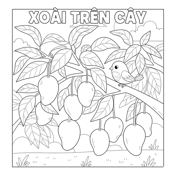 Bộ sưu tập tranh tô màu quả xoài đáng yêu kích thích trí sáng tạo của bé