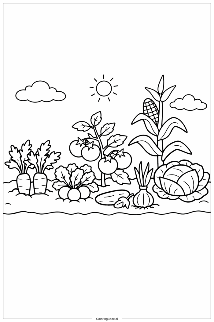 Trang Tô Màu Vườn Rau Củ (Có thể In Miễn Phí dưới định dạng PDF & PNG)