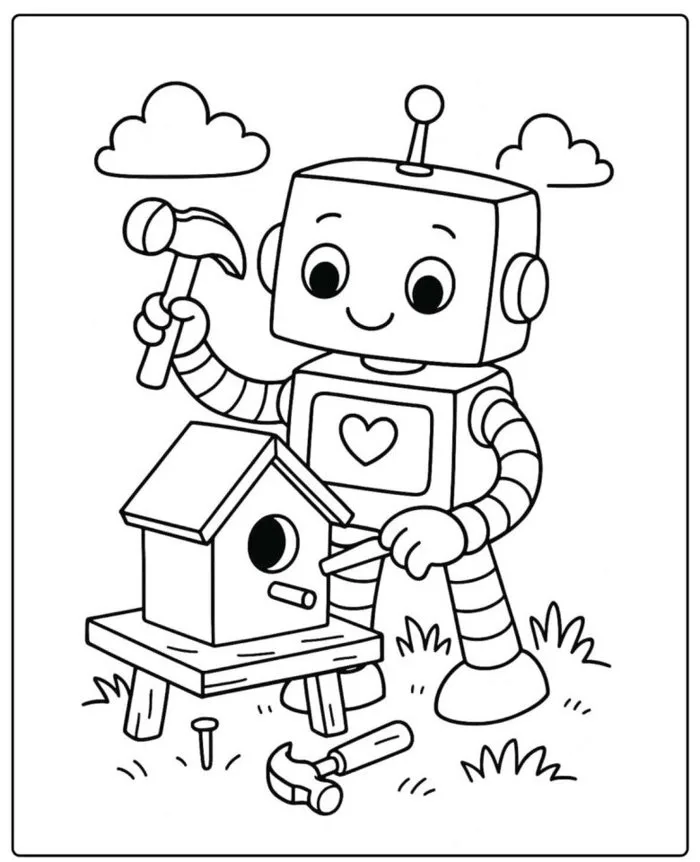 20 bức trang tô màu robot ngộ nghĩnh, dành cho bé mầm non yêu thích thế  giới công nghệ