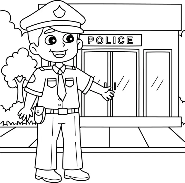 Tranh tô màu công an cảnh sát đẹp rõ nét dành cho bé tập tô