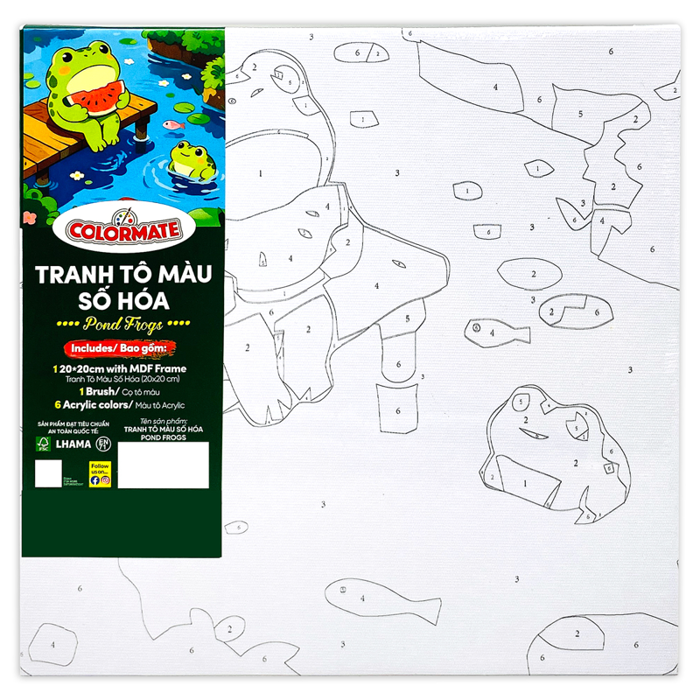 Tranh Tô Màu Số Hóa Pond Frogs 20*20(cm) (0170-BMQT) – Phương Nam Retail
