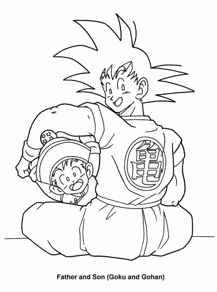 Tô màu Son Goku và Son Gohan - Trang Tô Màu Cho Bé