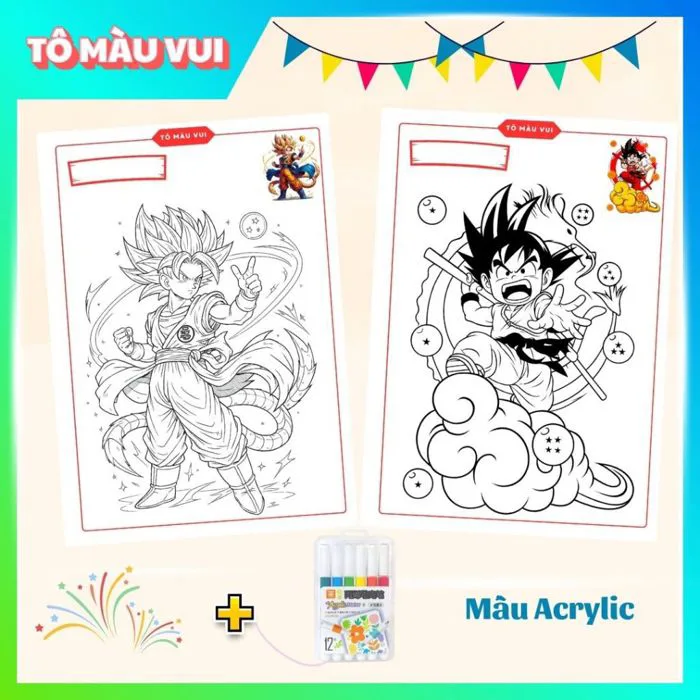 Tập 20 mẫu tranh tô màu Songoku trong Dragon Ball cực ngầu, giúp bé sáng  tạo thỏa thích | Shopee Việt Nam