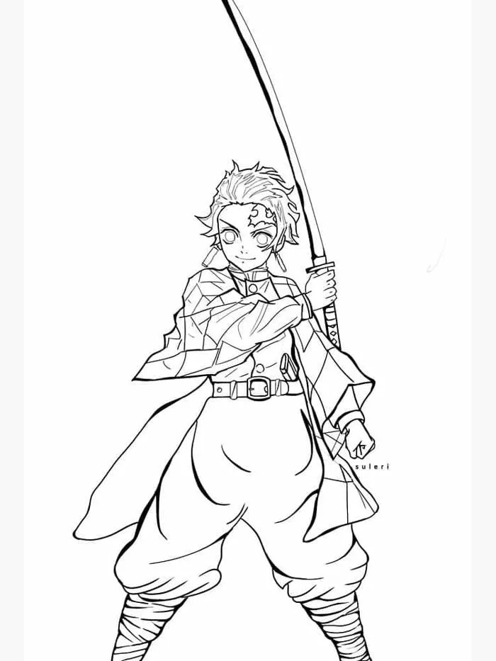 Tô màu Tanjiro Trong Kimetsu No Yaiba - Trang Tô Màu Cho Bé