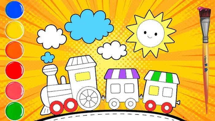 Vẽ tầu hỏa | Cách vẽ tầu hỏa| Vẽ và tô màu từng bước tầu hỏa dễ thương đơn  giản nhất