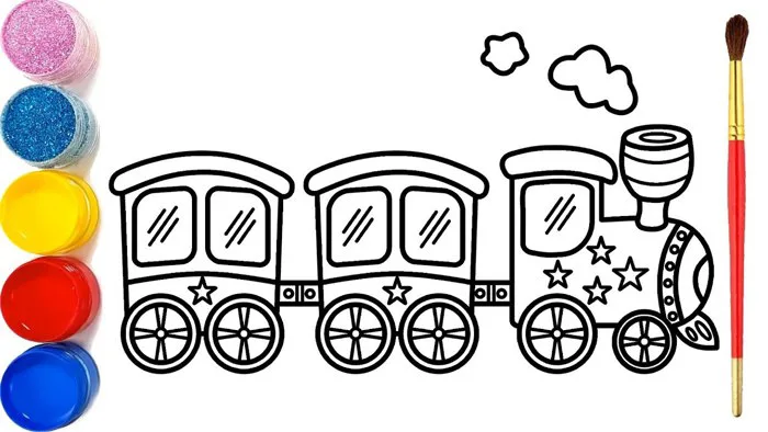 Tàu hỏa cho bé vẽ và tô màu | Dạy bé vẽ | Dạy bé tô màu | How to draw Train