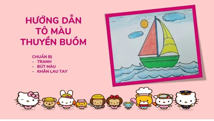 HƯỚNG DẪN TÔ MÀU THUYỀN BUỒM/THƯ VIỆN MẦM NON/ TẠO HÌNH