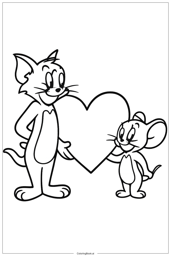 Trang Tô Màu Tom Và Jerry Với Trái Tim Lớn (Có thể In Miễn Phí dưới định  dạng PDF & PNG)